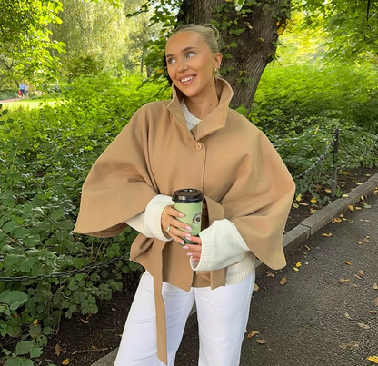 Women Elegant Wool Cape Coat
