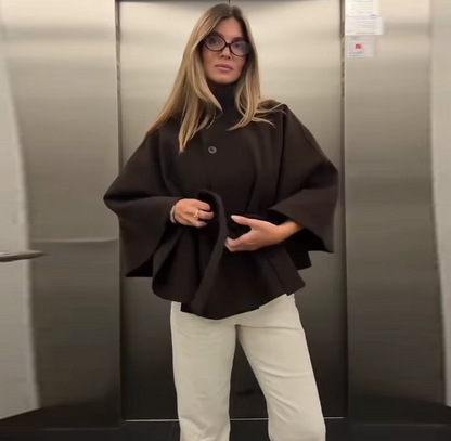 Women Elegant Wool Cape Coat