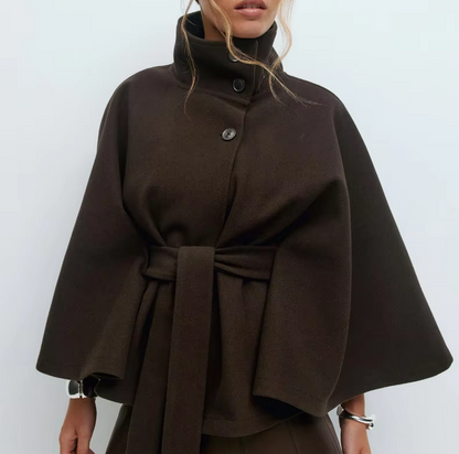 Women Elegant Wool Cape Coat