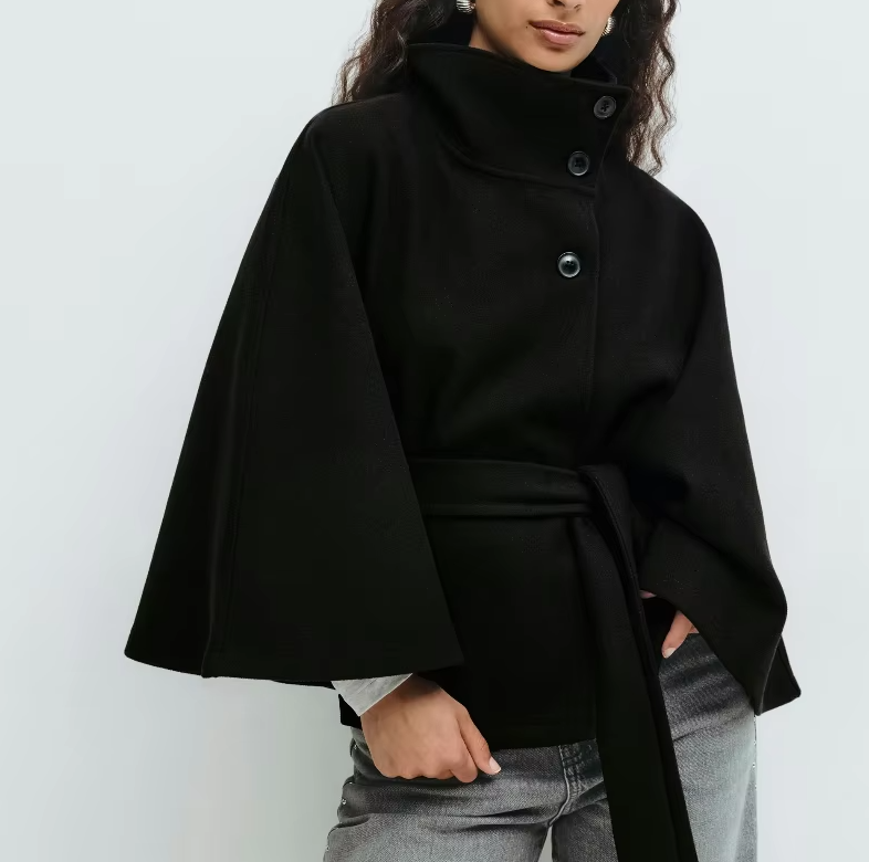 Women Elegant Wool Cape Coat