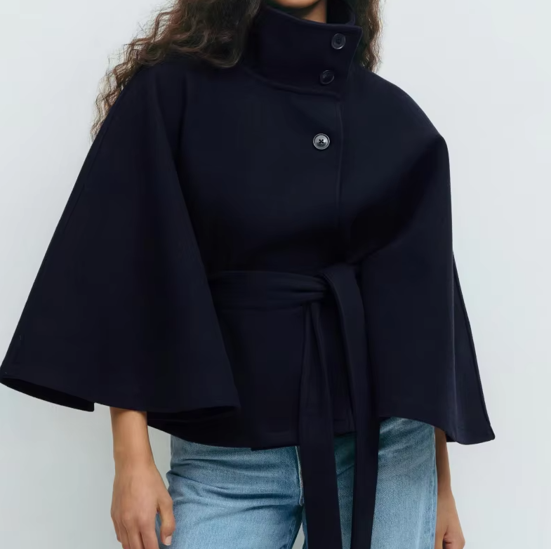 Women Elegant Wool Cape Coat